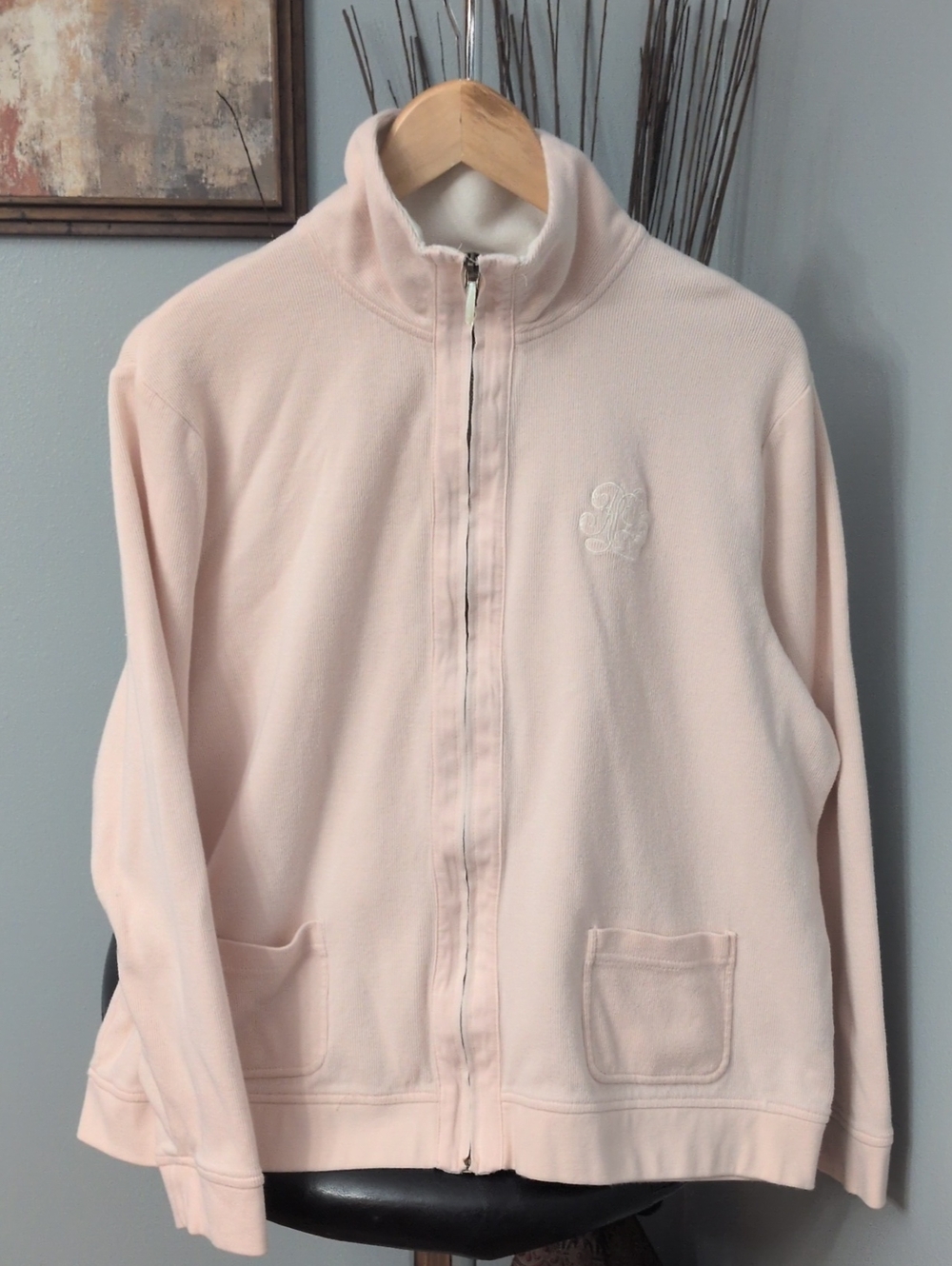 Lauren Ralph Lauren Pale Pink/Peach Jacket/Sweatahirt with Front Zip & Pockets